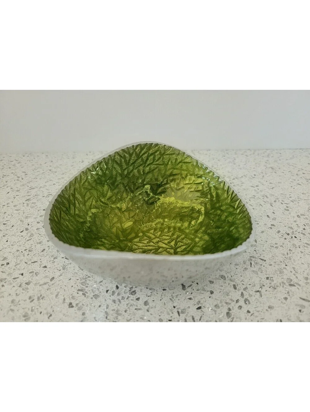 Simply Designz Metal Green Enamel MCM Snack Nut Bowl Trinket Vanity Dish Decor